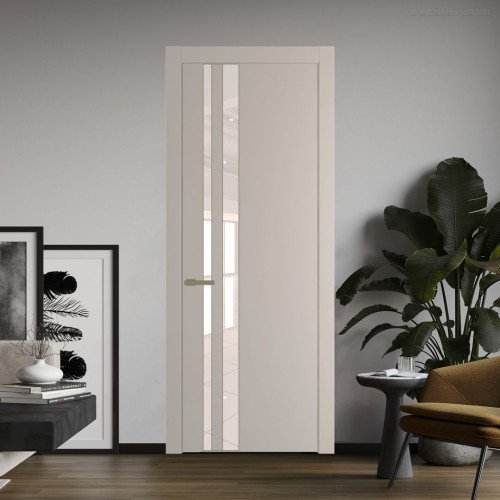 Межкомнатная дверь ProfilDoors 20 PW Сэнд Lacobel Перламутровый лак молдинг Шампань