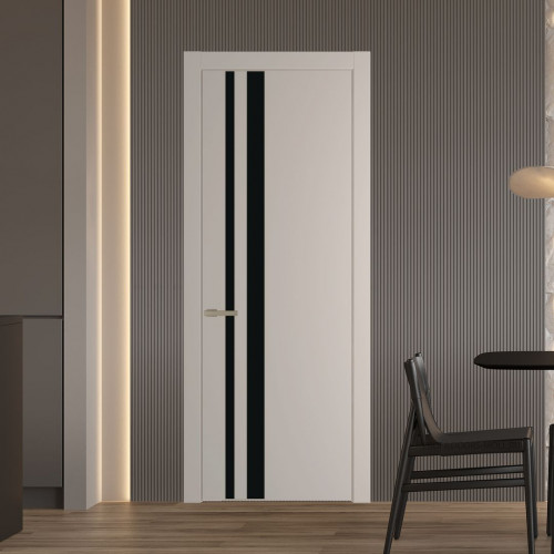 Межкомнатная дверь ProfilDoors 20 PW Сэнд Монохром черный молдинг Никель матовый
