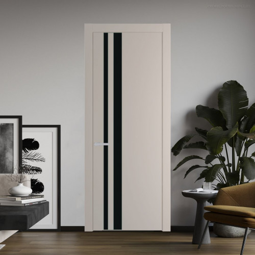 Межкомнатная дверь ProfilDoors 20 PW Сэнд Монохром черный молдинг Зеленый воск