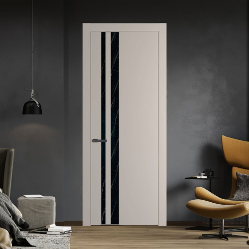 Межкомнатная дверь ProfilDoors 20 PW Сэнд Неро мрамор молдинг Серая ночь