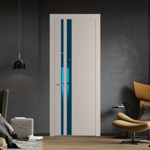 Межкомнатная дверь ProfilDoors 20 PW Сэнд Зеркало Blue молдинг Никель матовый