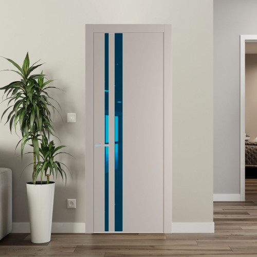 Межкомнатная дверь ProfilDoors 20 PW Сэнд Зеркало Blue молдинг Серебро