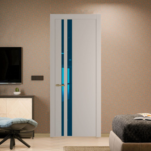 Межкомнатная дверь ProfilDoors 20 PW Сэнд Зеркало Blue молдинг Золото