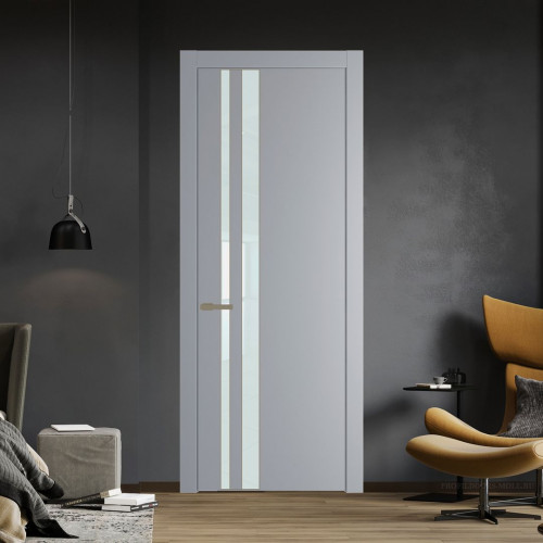 Межкомнатная дверь ProfilDoors 20 PW Смоки Lacobel Белый лак молдинг Шампань