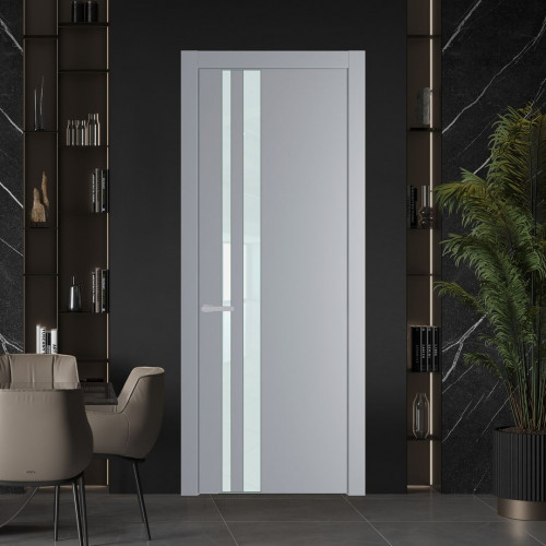 Межкомнатная дверь ProfilDoors 20 PW Смоки Lacobel Белый лак молдинг Зеленый воск