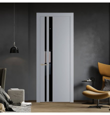 20 PW Смоки Lacobel Черный лак молдинг Никель матовый
