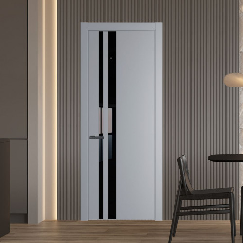 Межкомнатная дверь ProfilDoors 20 PW Смоки Lacobel Черный лак молдинг Серая ночь