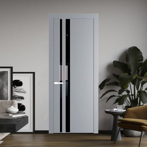 Межкомнатная дверь ProfilDoors 20 PW Смоки Lacobel Черный лак молдинг Вайт