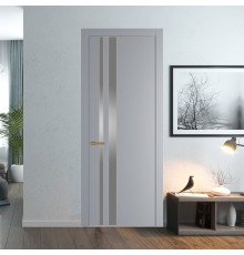 Межкомнатная дверь ProfilDoors 20 PW Смоки Lacobel Серебряный лак молдинг Золото