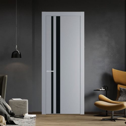 Межкомнатная дверь ProfilDoors 20 PW Смоки Монохром черный молдинг Зеленый воск
