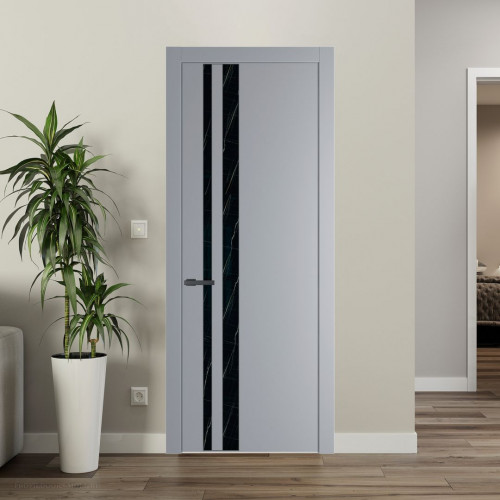 Межкомнатная дверь ProfilDoors 20 PW Смоки Неро мрамор молдинг Серая ночь