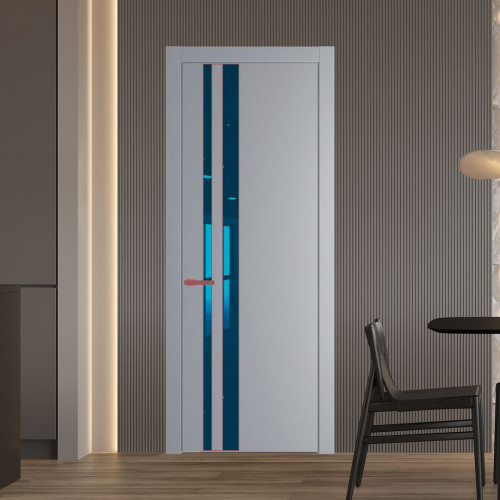 Межкомнатная дверь ProfilDoors 20 PW Смоки Зеркало Blue молдинг Красный антрацит