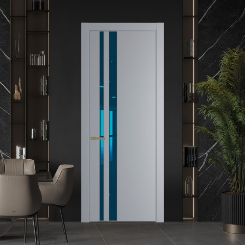 Межкомнатная дверь ProfilDoors 20 PW Смоки Зеркало Blue молдинг Шампань