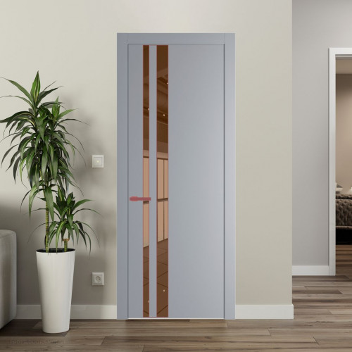 Межкомнатная дверь ProfilDoors 20 PW Смоки Зеркало Bronza молдинг Красный антрацит