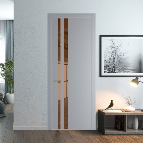Межкомнатная дверь ProfilDoors 20 PW Смоки Зеркало Bronza молдинг Никель матовый