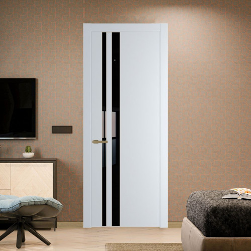 Межкомнатная дверь ProfilDoors 20 PW Вайт Lacobel Черный лак молдинг Золото