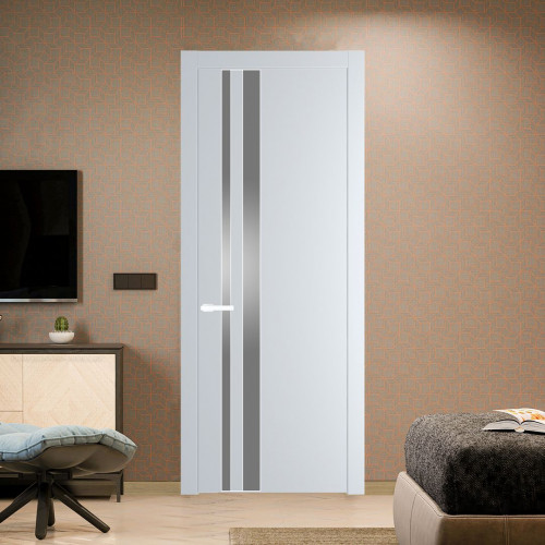 Межкомнатная дверь ProfilDoors 20 PW Вайт Lacobel Серебряный лак молдинг Вайт