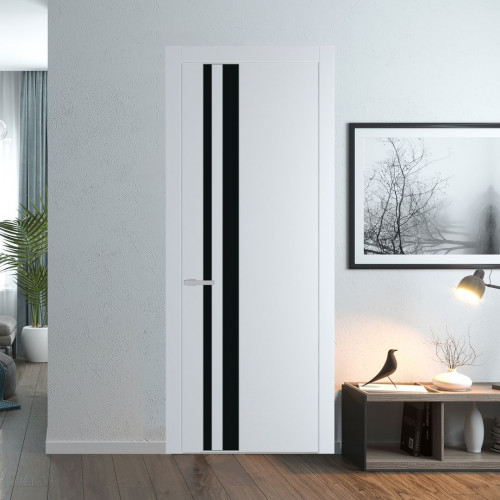 Межкомнатная дверь ProfilDoors 20 PW Вайт Монохром черный молдинг Зеленый воск