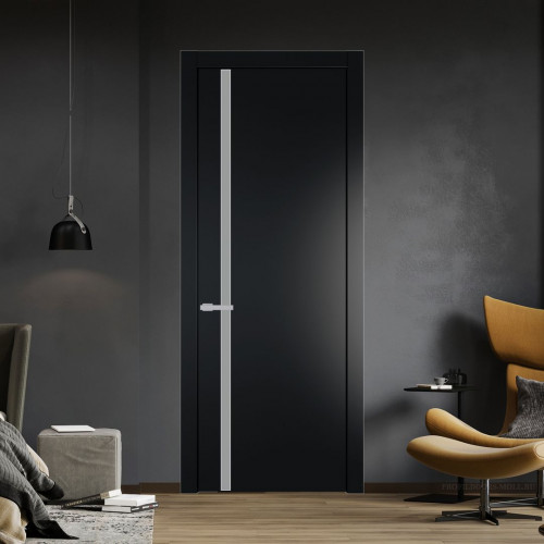 Межкомнатная дверь ProfilDoors 21 PW Блэк Монохром серый молдинг Серебро