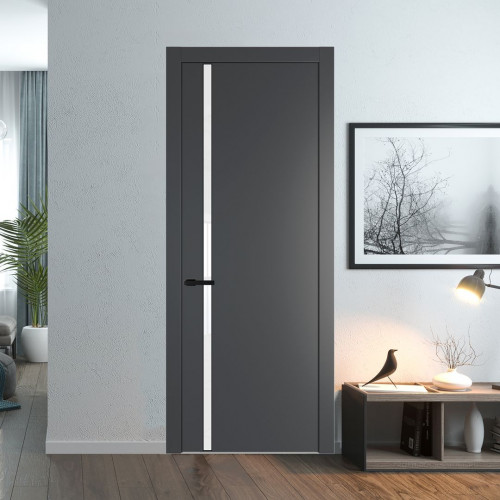 Межкомнатная дверь ProfilDoors 21 PW Графит Лак классик молдинг Черный матовый