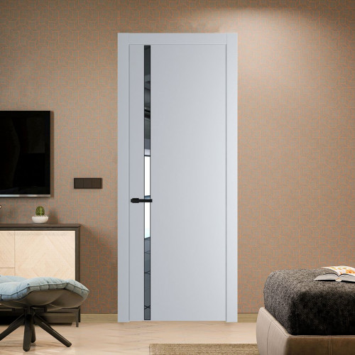 Межкомнатная дверь ProfilDoors 21 PW Лайт Грей Зеркало молдинг Черный матовый