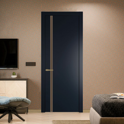 Межкомнатная дверь ProfilDoors 21 PW Нэви Блу Монохром гляссе молдинг Золото