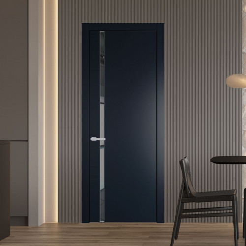 Межкомнатная дверь ProfilDoors 21 PW Нэви Блу Зеркало Grey молдинг Серебро