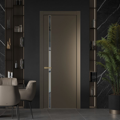 Межкомнатная дверь ProfilDoors 21 PW Перламутр бронза Зеркало Grey молдинг Золото