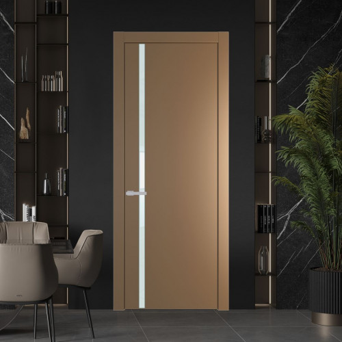 Межкомнатная дверь ProfilDoors 21 PW Перламутр золото Lacobel Белый лак молдинг Зеленый воск