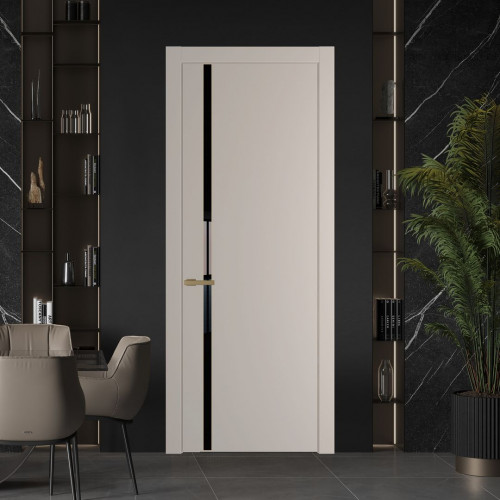 Межкомнатная дверь ProfilDoors 21 PW Сэнд Lacobel Черный лак молдинг Золото