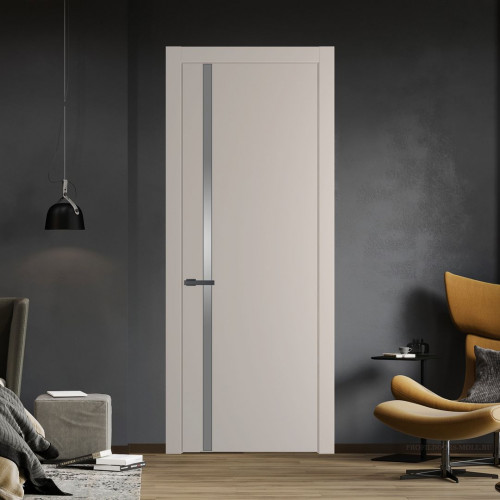 Межкомнатная дверь ProfilDoors 21 PW Сэнд Lacobel Серебряный лак молдинг Серая ночь