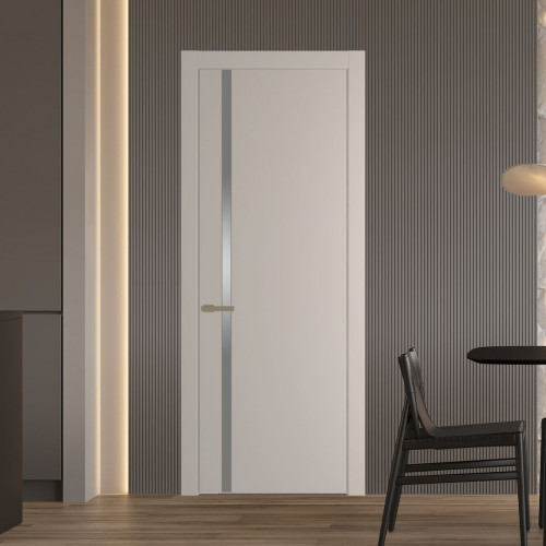 Межкомнатная дверь ProfilDoors 21 PW Сэнд Lacobel Серебряный лак молдинг Шампань