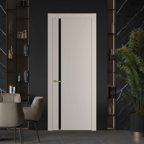 Межкомнатная дверь ProfilDoors 21 PW Сэнд Монохром черный молдинг Золото