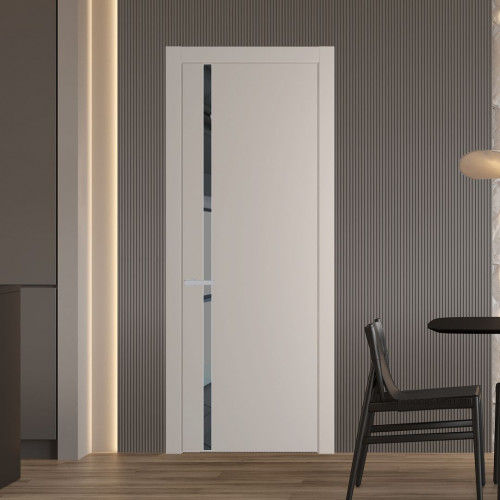 Межкомнатная дверь ProfilDoors 21 PW Сэнд Зеркало Grey молдинг Серебро