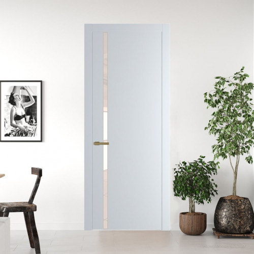 Межкомнатная дверь ProfilDoors 21 PW Вайт Lacobel Перламутровый лак молдинг Золото