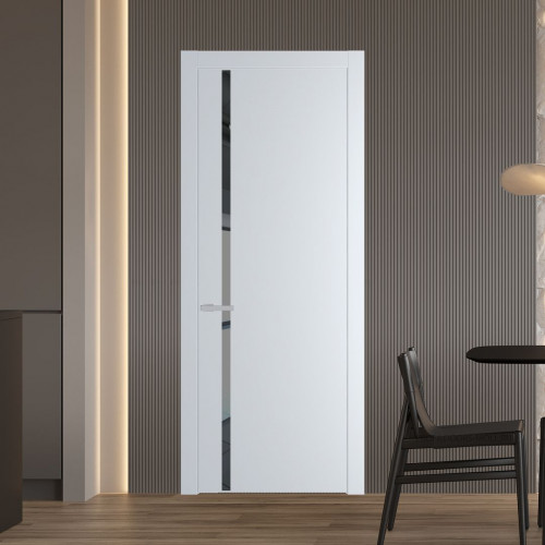 Межкомнатная дверь ProfilDoors 21 PW Вайт Зеркало Grey молдинг Серебро
