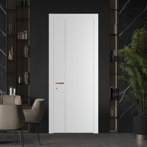 Межкомнатная дверь ProfilDoors 41 PWB Крем Вайт глухая с молдингом из латуни 4 мм