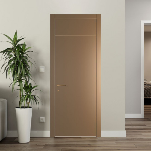 Межкомнатная дверь ProfilDoors 42 PWB Перламутр золото глухая с молдингом из латуни 4 мм