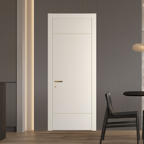 Межкомнатная дверь ProfilDoors 43 PWB Кремовая Магнолия глухая с молдингом из латуни 4 мм