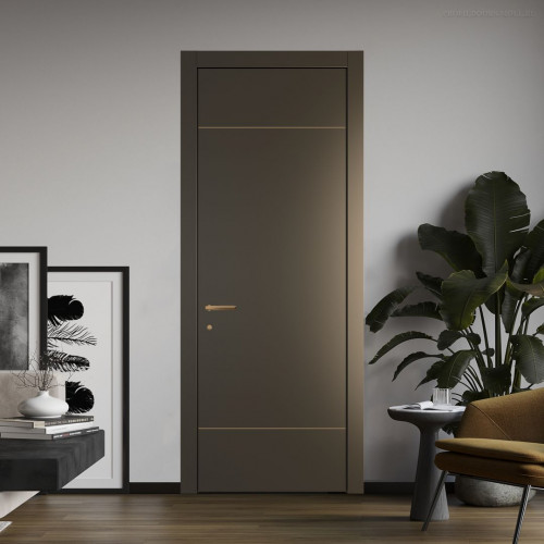 Межкомнатная дверь ProfilDoors 43 PWB Перламутр бронза глухая с молдингом из латуни 4 мм
