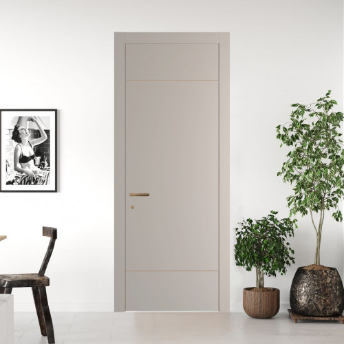 Межкомнатная дверь ProfilDoors 43 PWB Сэнд глухая с молдингом из латуни 4 мм
