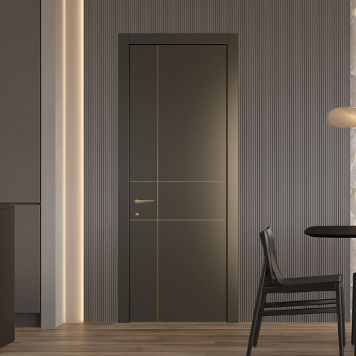 Межкомнатная дверь ProfilDoors 46 PWB Перламутр бронза глухая с молдингом из латуни 4 мм