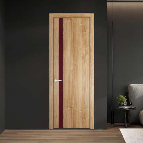 18 NE.O Дуб Карамель вставка Монохром бордовый кромка Черный муар ProfilDoors Orange