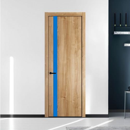 18 NE.O Дуб Карамель вставка Монохром голубой кромка Черный ProfilDoors Orange