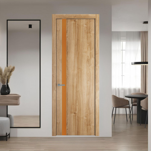 18 NE.O Дуб Карамель вставка Монохром медный кромка Серебро ProfilDoors Orange