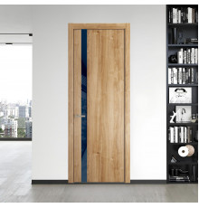 18 NE.O Дуб Карамель вставка Темно-синий лак кромка Никель ProfilDoors Orange