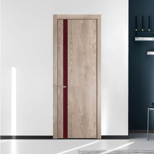 18 NE.O Дуб Сонома вставка Монохром бордовый кромка Никель ProfilDoors Orange