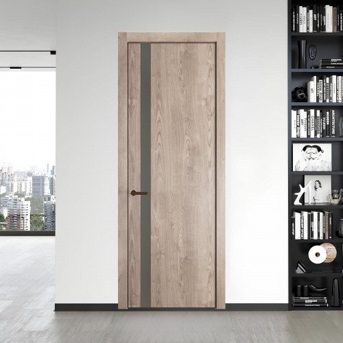 18 NE.O Дуб Сонома вставка Монохром теплый серый кромка Деорэ ProfilDoors Orange