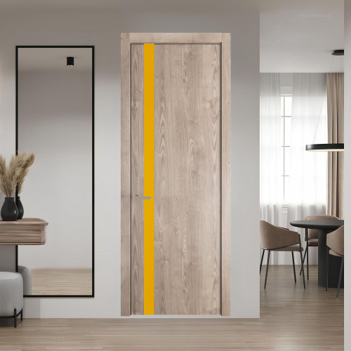 18 NE.O Дуб Сонома вставка Монохром желтый кромка Никель ProfilDoors Orange