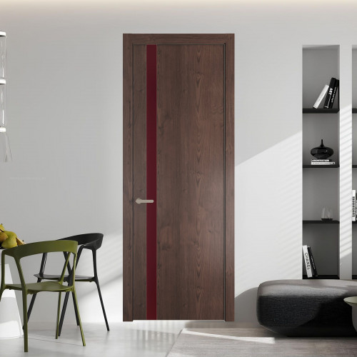 18 NE.O Дуб Тобакко вставка Монохром бордовый кромка Никель ProfilDoors Orange